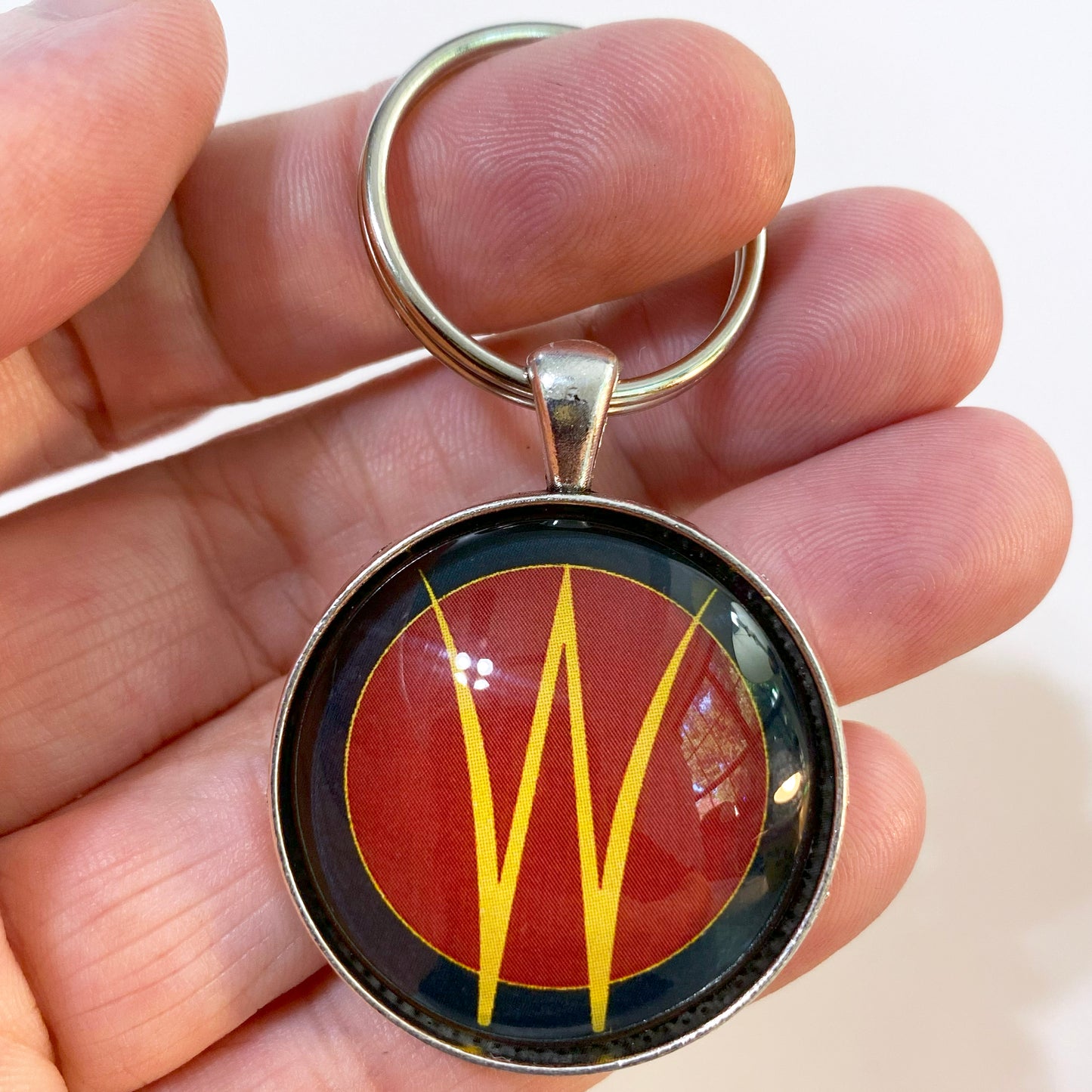 Vintage Willys Jeep Gold and Burgundy Emblem Logo Badge 1945-1953 1.2" Keychain