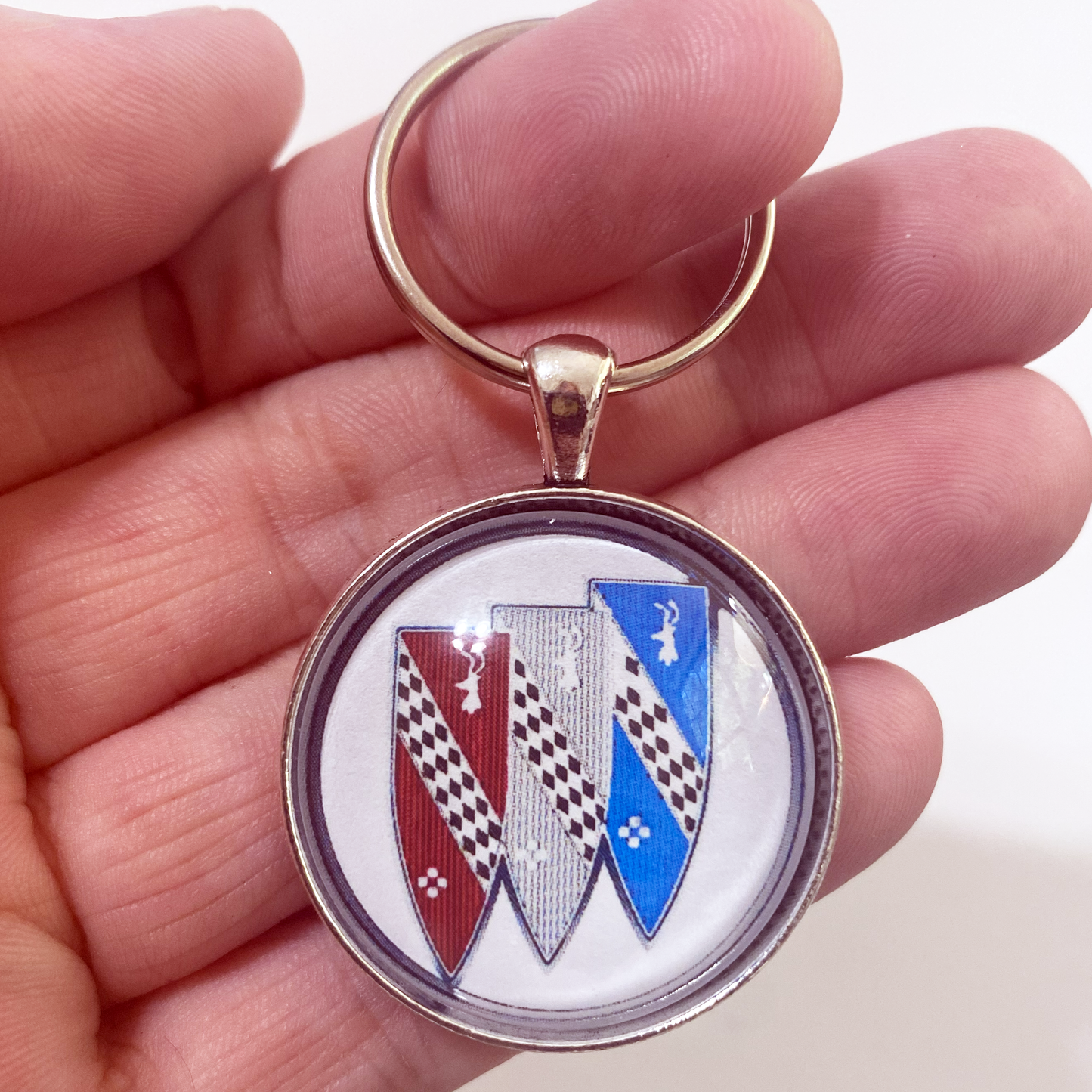 Vintage Buick Tri Crest Emblem Badge 1.2" Keychain