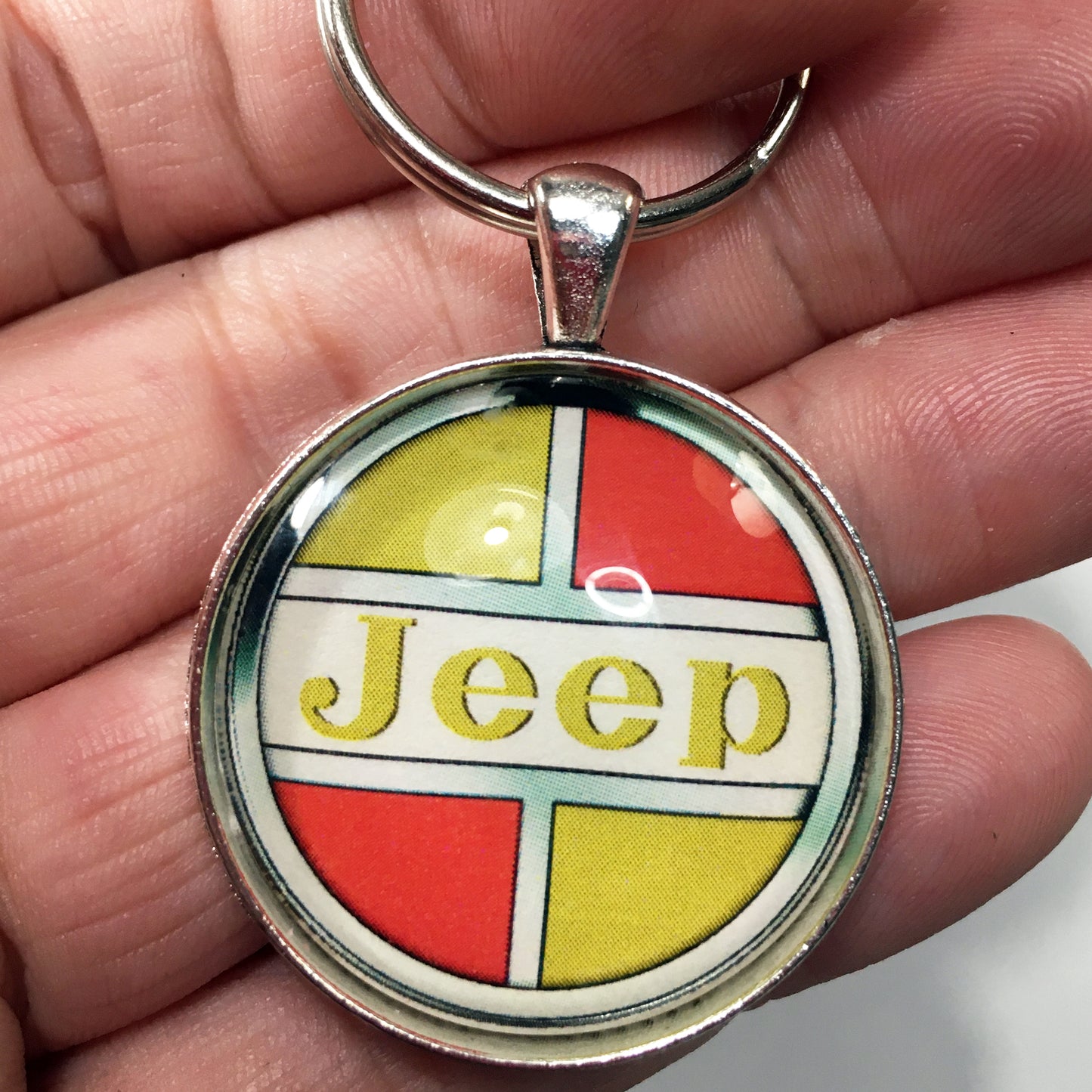 Vintage Kaiser Jeep Emblem Logo Badge 1963-1970 1.2" Keychain