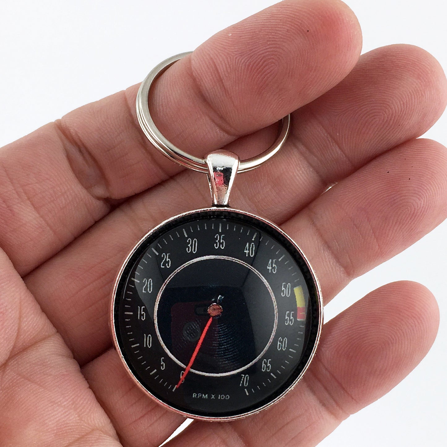 Vintage Chevrolet Corvette C2 250 & 300 HP RPM Gauge 1.2" Keychain