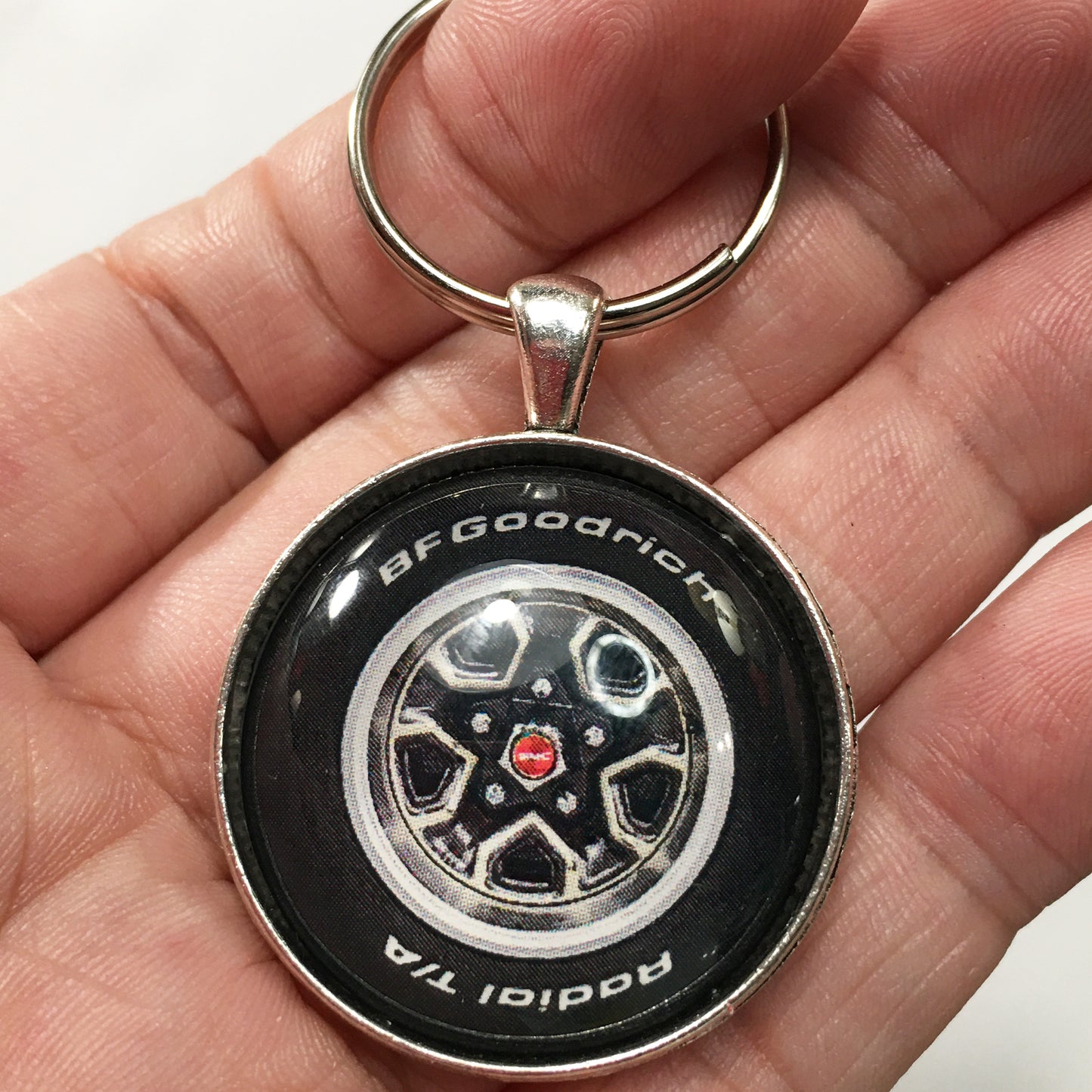 Vintage GMC Caballero Mag Wheel and Lug Center Cap 1.2" Keychain