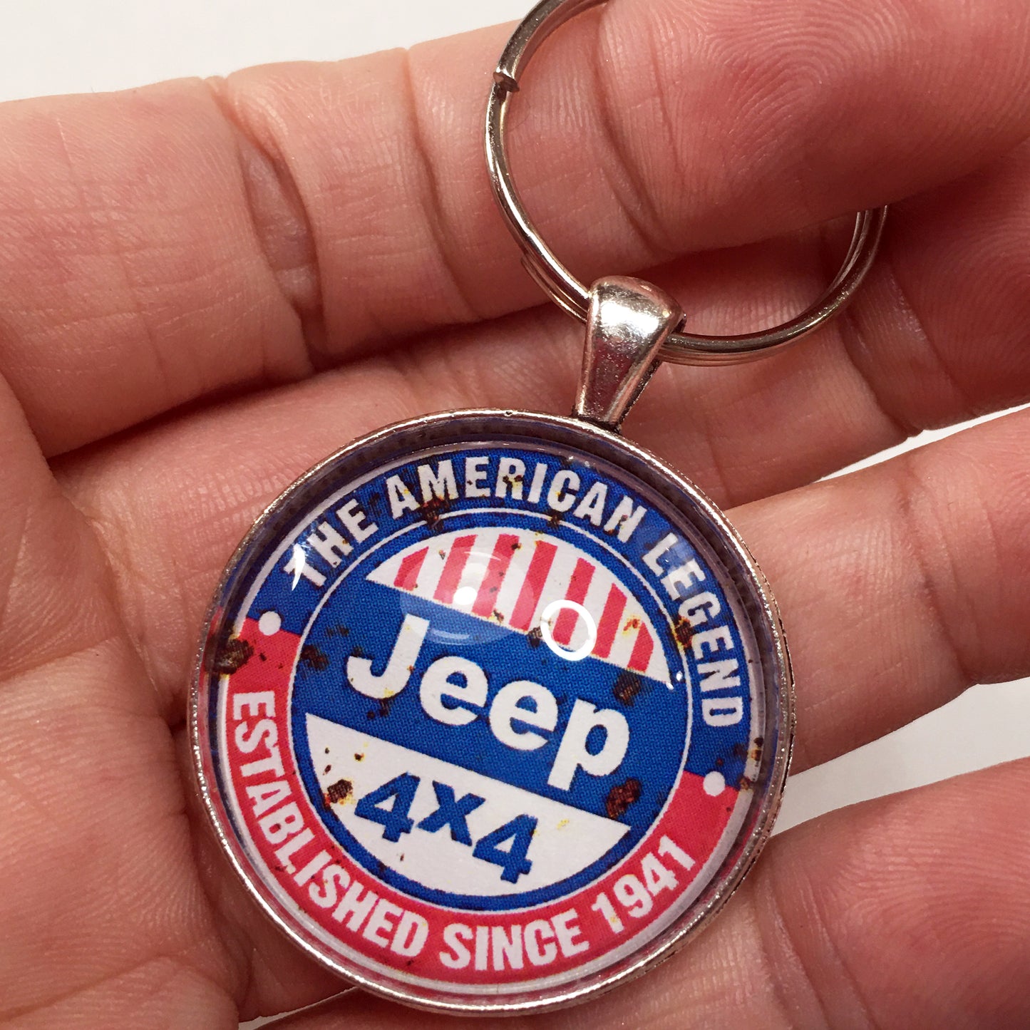 Vintage Jeep 4x4 Sign Est. 1941 American Legend 1.2" Keychain