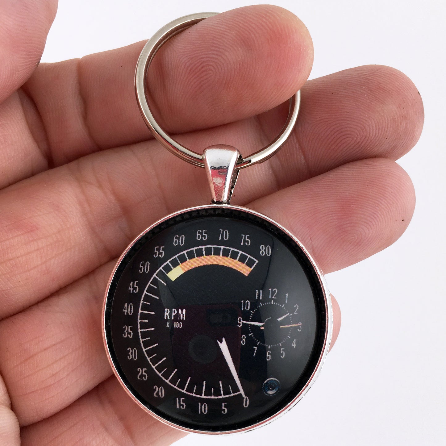 Vintage 1973-1975 Firebird Trans Am 80 MPH Speedometer with Clock 1.2" Diameter Keychain