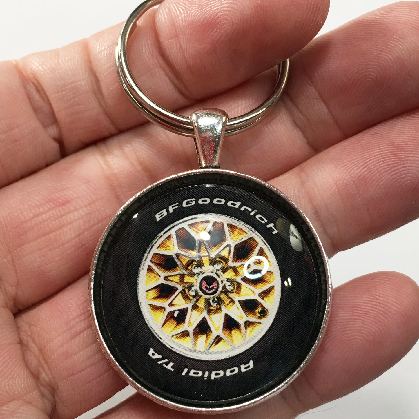 Vintage 2nd Gen Firebird Gold Snowflake Wheel 1.2" Diameter Keychain
