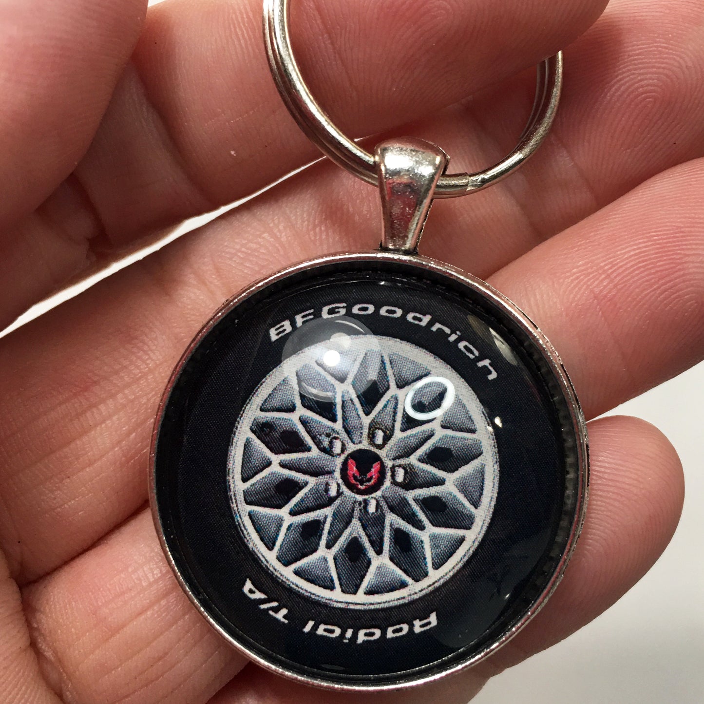 Vintage 2nd Gen Firebird Silver Snowflake Wheel 1.2" Diameter Keychain