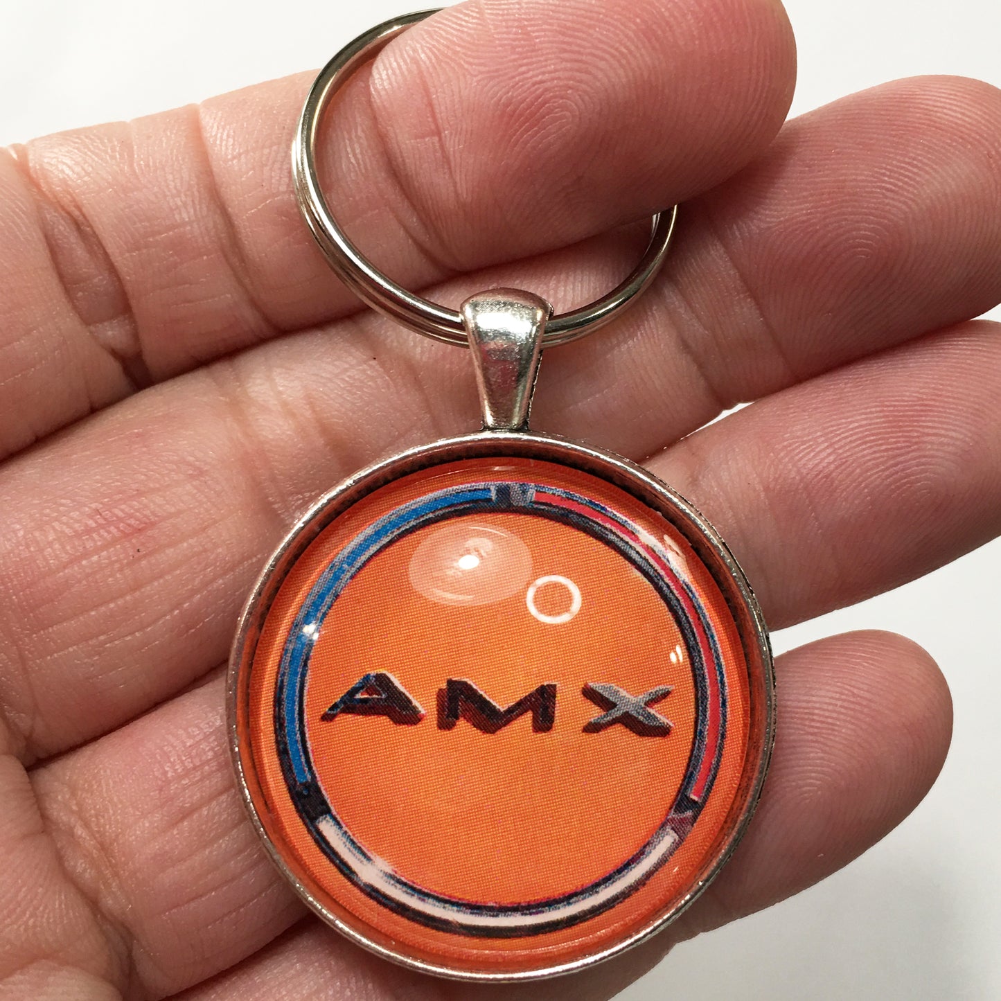 American Motors Corporation Orange AMX Emblem Badge 1.2" Keychain