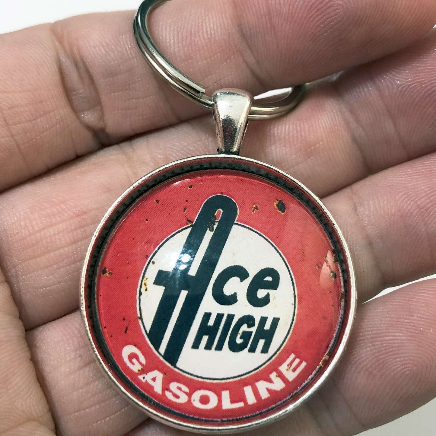 Vintage Ace High Gasoline Sign 1.2" Keychain