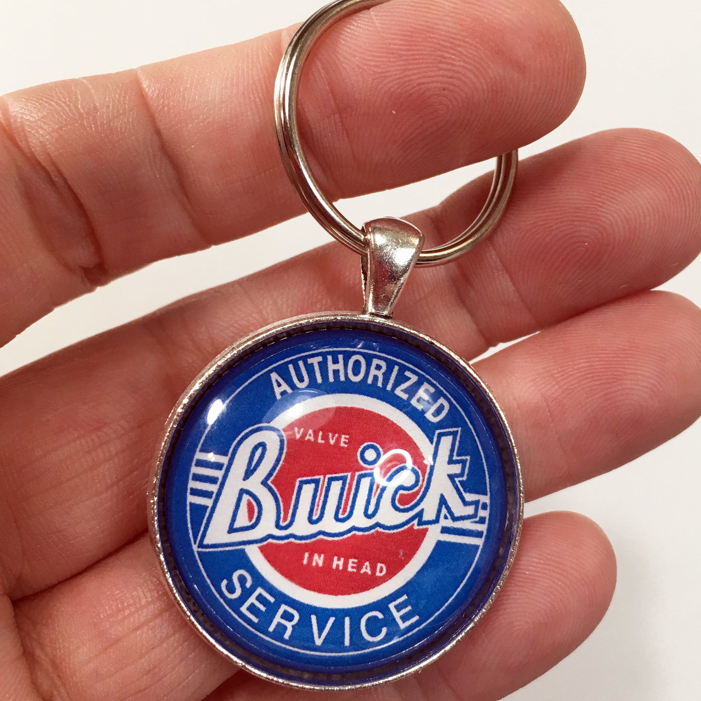 Vintage Buick Authorized Service Sign Valve In Head 1.2" Keychain
