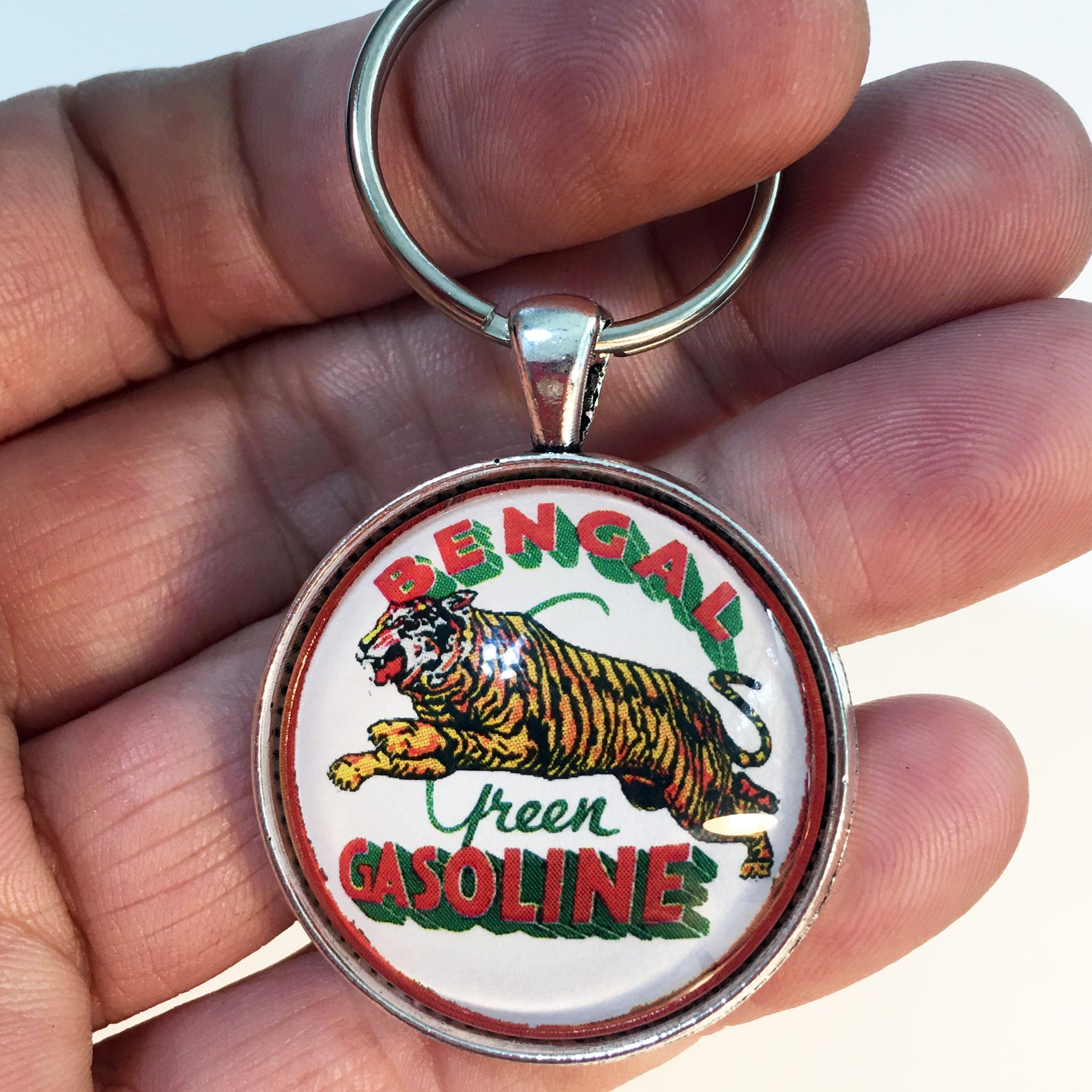 Vintage Bengal Green Gasoline Sign 1.2" Keychain