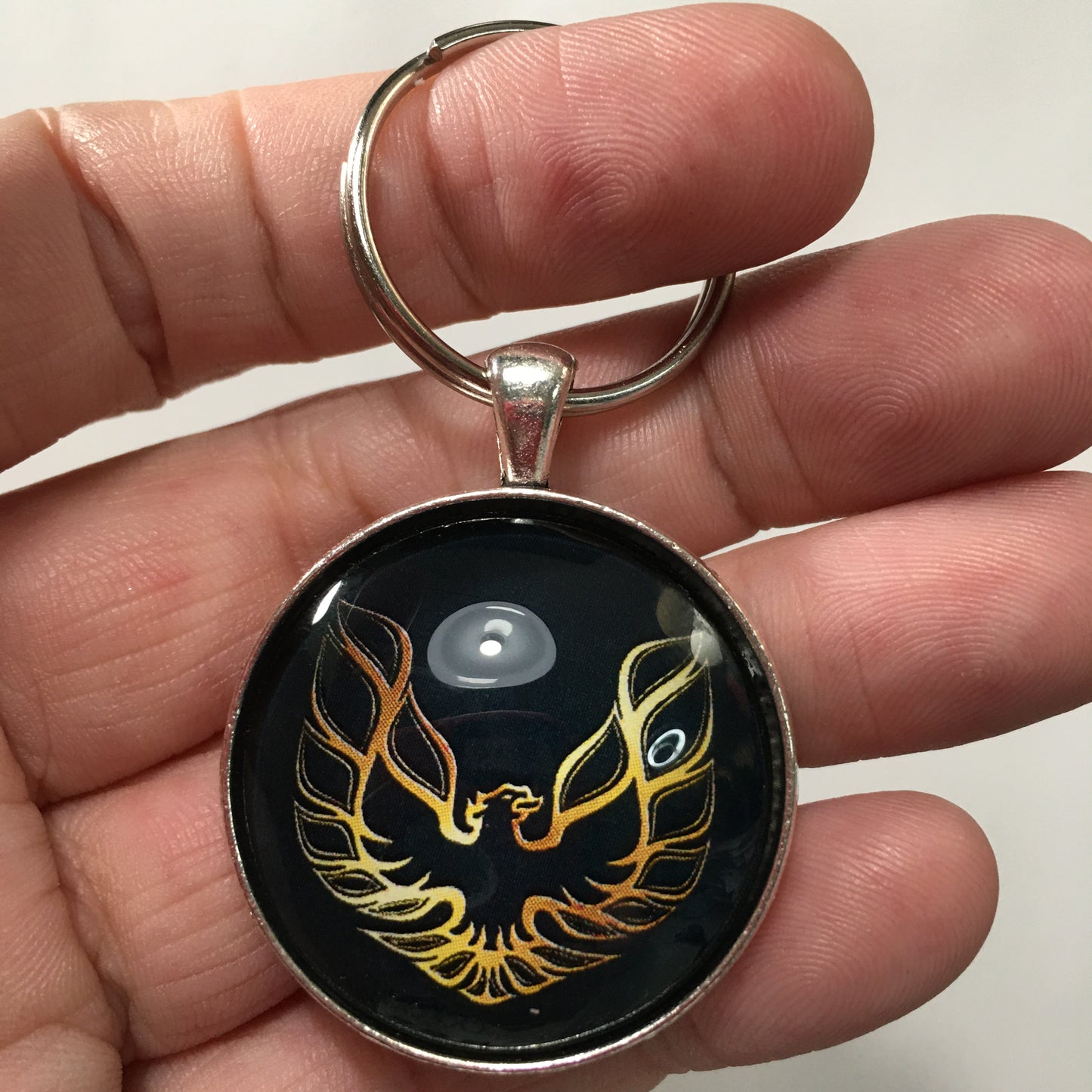 Vintage 2nd Gen Firebird Gold Hood Decal 1.2" Diameter Keychain