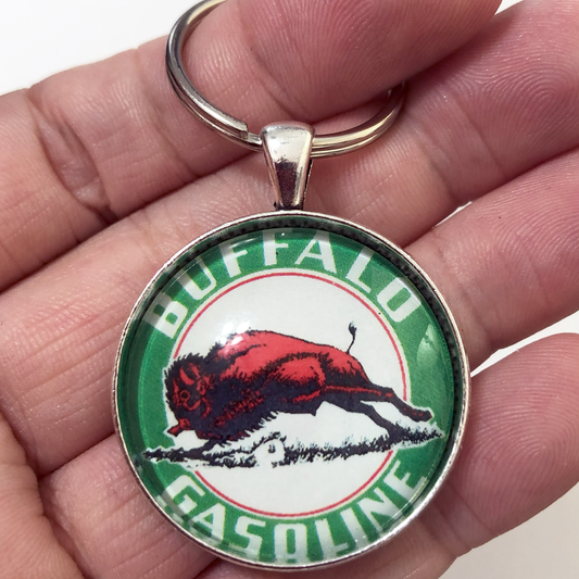 Vintage Buffalo Gasoline Sign 1.2" Keychain