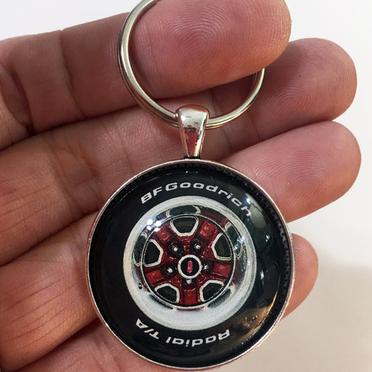 Vintage Oldsmobile Cutlass Supreme Rallye Wheel Burgundy 1.2" Diameter Keychain
