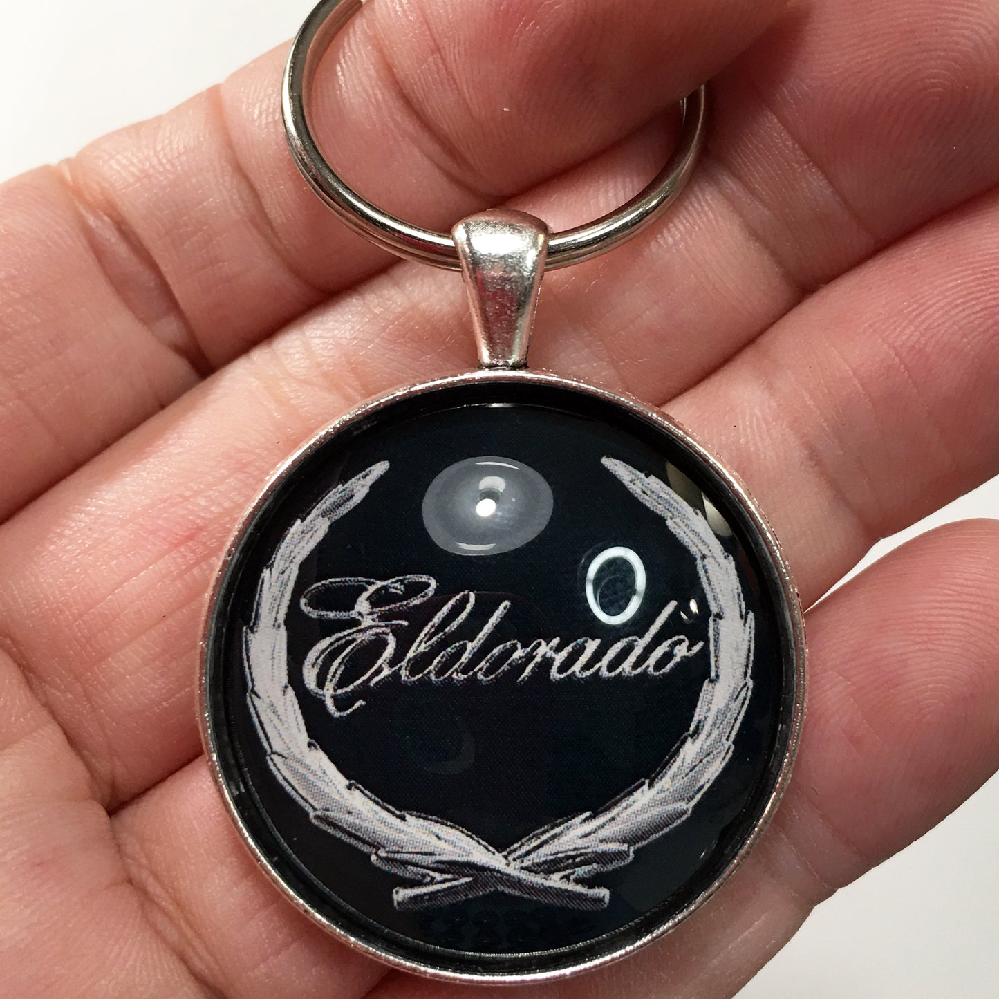 Vintage Cadillac Eldorado Chrome Wreath Fender Emblem Badge 1.2" Keychain