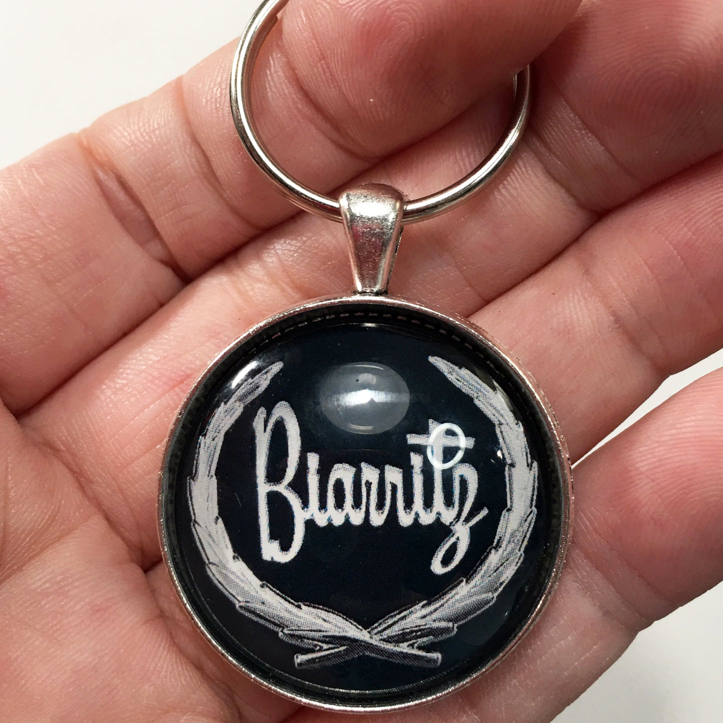 Vintage Cadillac Biarritz Chrome Wreath Fender Emblem Badge 1.2" Keychain