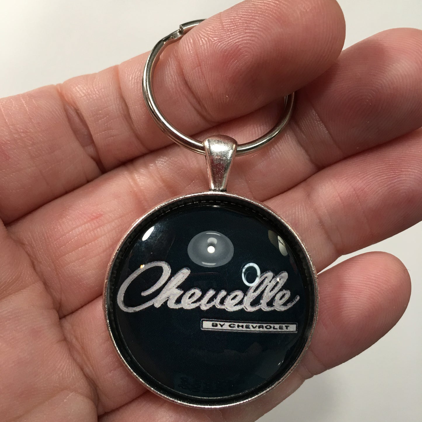 Vintage Chevelle By Chevrolet Chrome Badge Emblem 1.2" Diameter Keychain