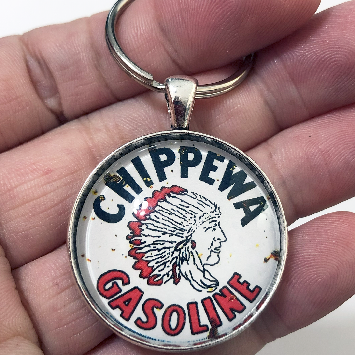 Vintage Chippewa Gasoline Sign 1.2" Keychain