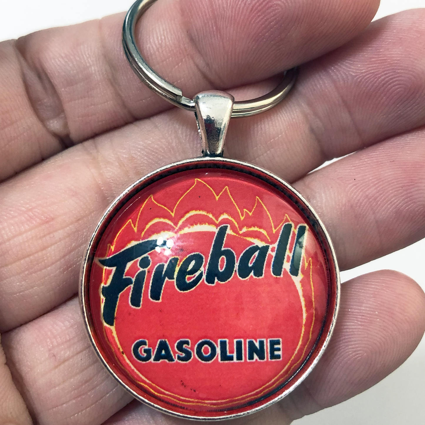 Vintage Fireball Gasoline Sign 1.2" Keychain