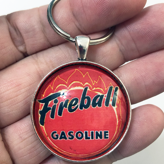 Vintage Fireball Gasoline Sign 1.2" Keychain