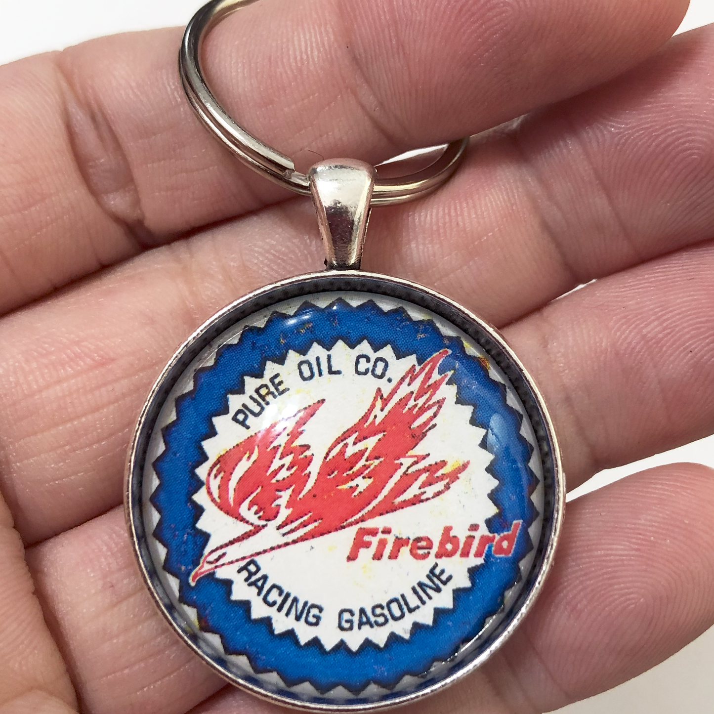Vintage Firebird Racing Gasoline Sign 1.2" Keychain