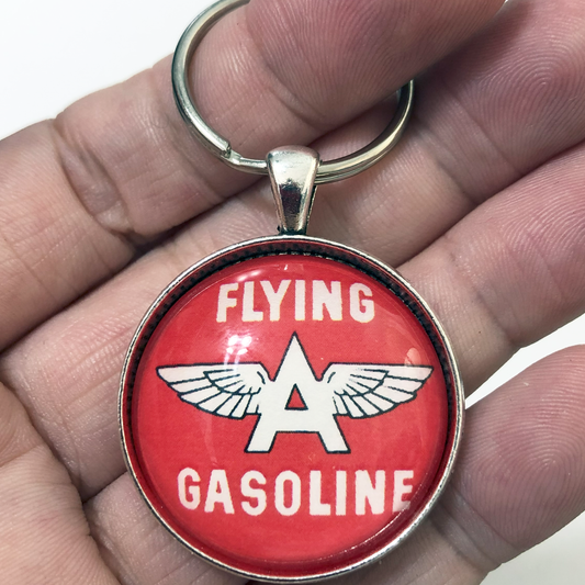 Vintage Flying A Gasoline Sign 1.2" Keychain