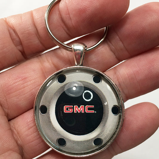 Vintage GMC 6 Lug Center Cap 1.2" Keychain