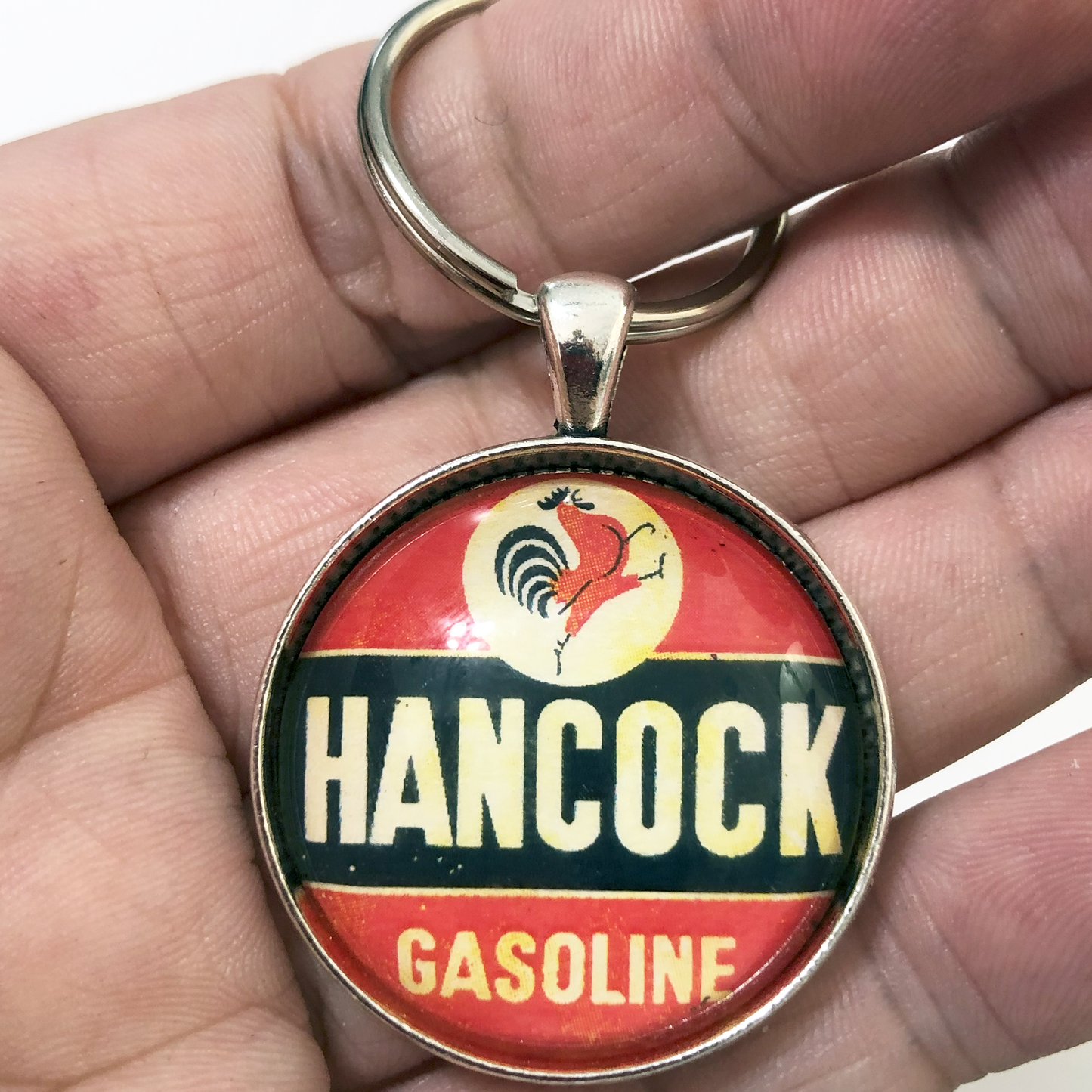Vintage Hancock Gasoline Sign 1.2" Keychain