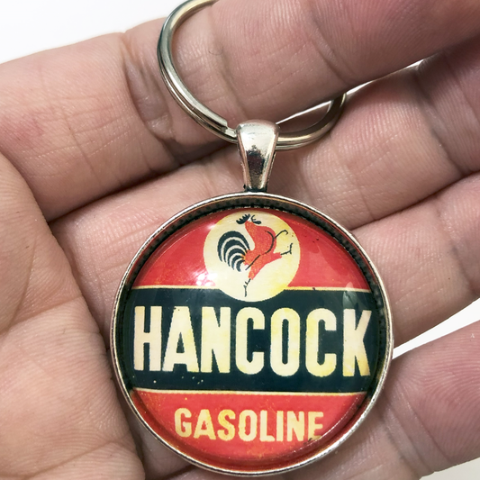 Vintage Hancock Gasoline Sign 1.2" Keychain