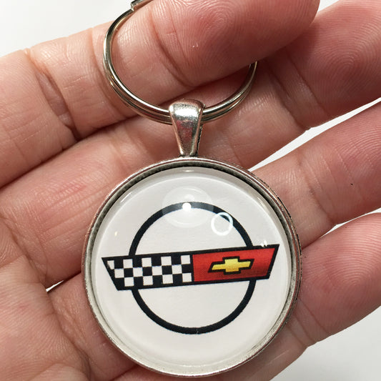 Vintage 1984-1996 Chevrolet Corvette C4 Emblem  1.2" Keychain