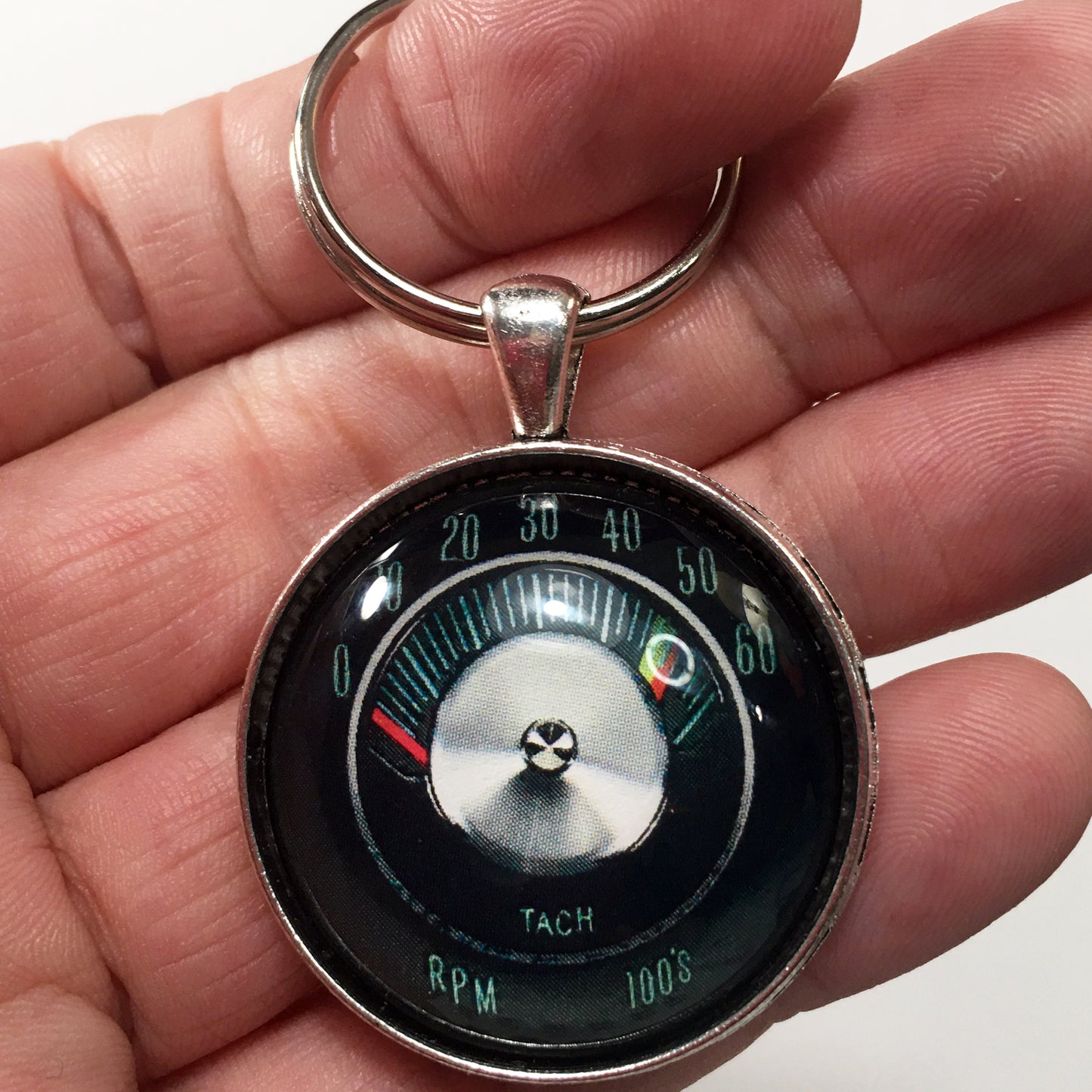 Vintage Chevy Chevelle RPM Gauge Tach 1.2" Diameter Keychain
