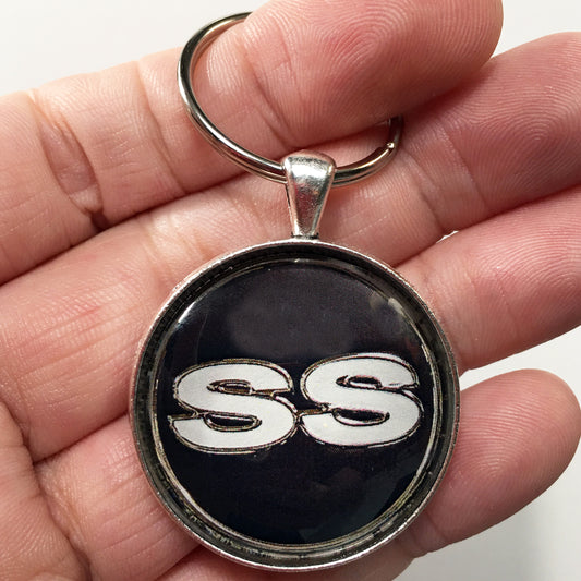 Vintage Chevrolet Camaro SS Chrome Emblem 1.2" Keychain