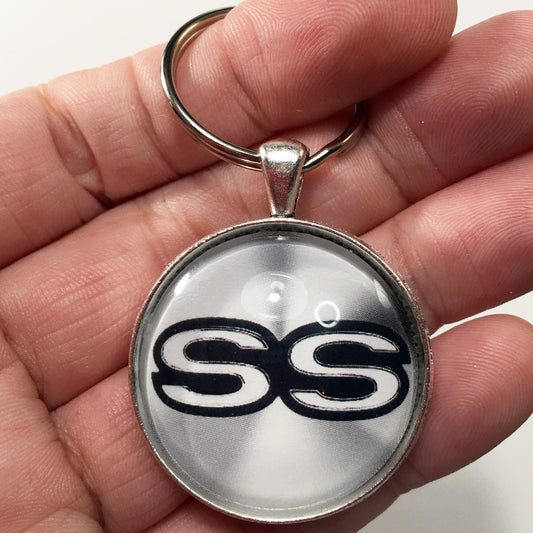 Vintage Chevrolet Camaro SS Chrome and Black Emblem 1.2" Keychain