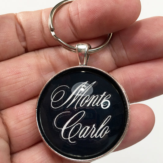 Vintage Chevrolet Monte Carlo Chrome Emblem Badge Logo 1.2" Keychain