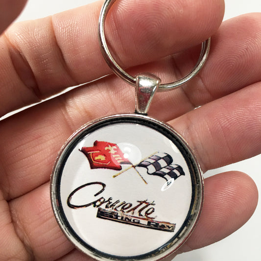 Vintage 1960's Chevrolet Corvette C2 Stingray Emblem Badge Logo 1.2" Keychain