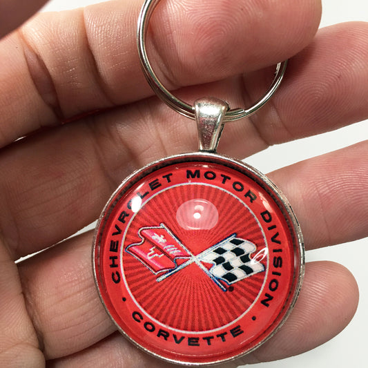 Vintage 1968-1982 Chevrolet Corvette C3 Motor Division Emblem  1.2" Keychain