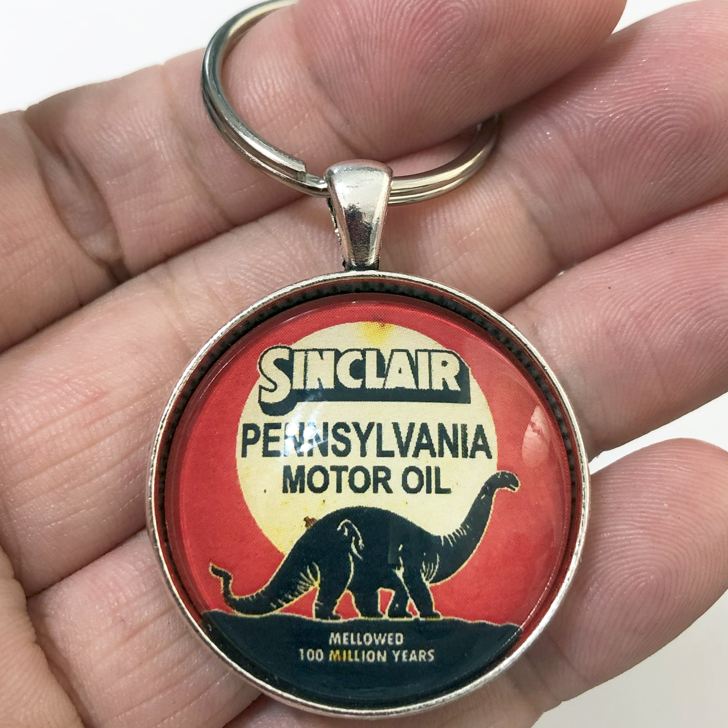Vintage Sinclair Pennsylvania Motor Oil Sign 1.2" Keychain