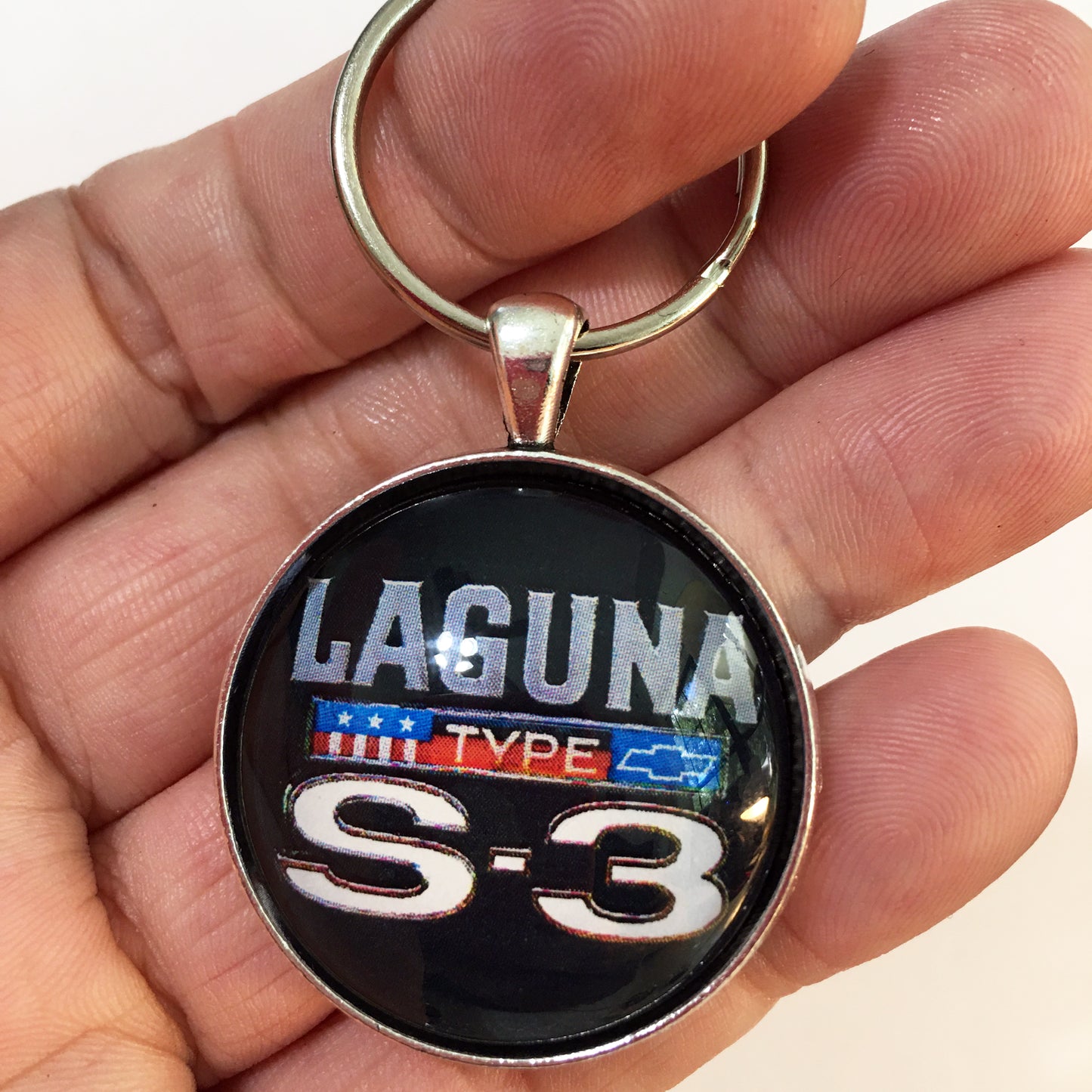 Vintage Laguna Chevelle Malibu Chrome Badge Emblem 1.2" Diameter Keychain