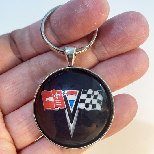Vintage 1960's Chevrolet Corvette C2 Emblem Badge Logo 1.2" Keychain