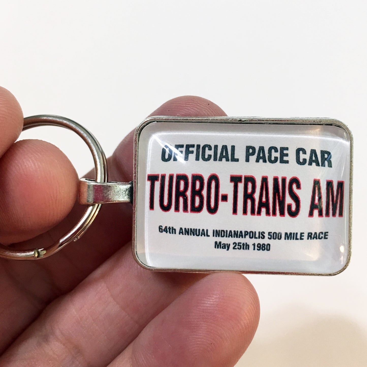 Vintage Indy 500 1980 Turbo Trans Am Pace Car Logo 1 x 1.25" Keychain