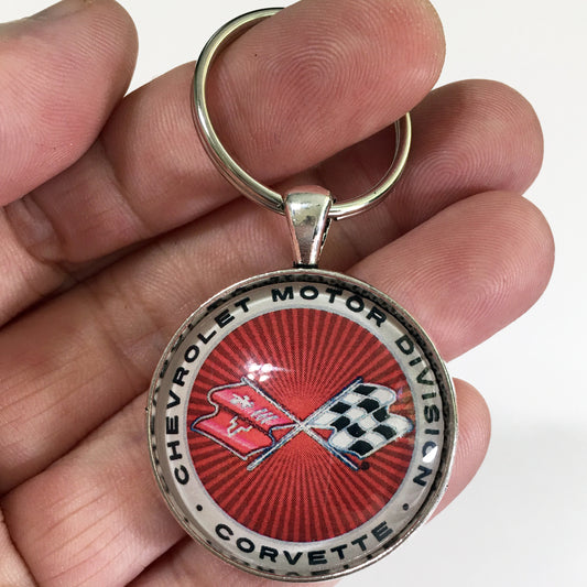Vintage 1968-1982 Chevrolet Corvette C3 Motor Division Emblem  1.2" Keychain