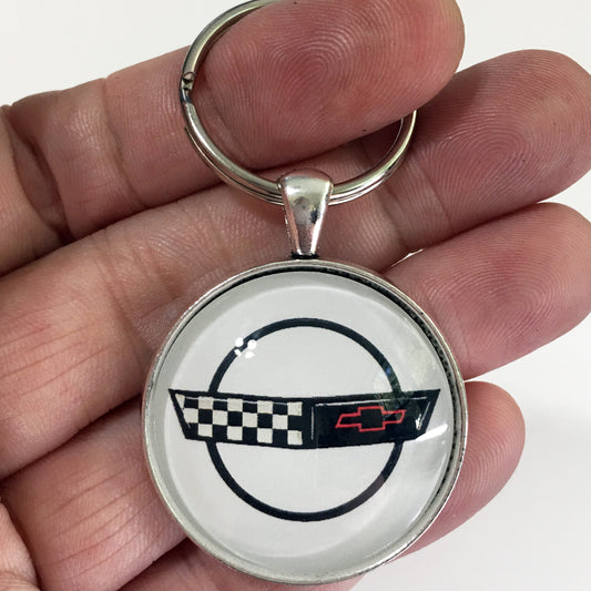 Vintage 1991-1996 Chevrolet Corvette C4 Emblem  1.2" Keychain