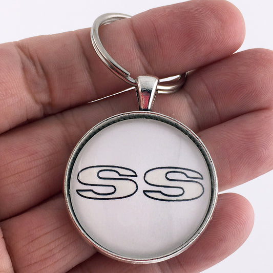 Vintage Chevrolet Camaro SS White Emblem 1.2" Keychain