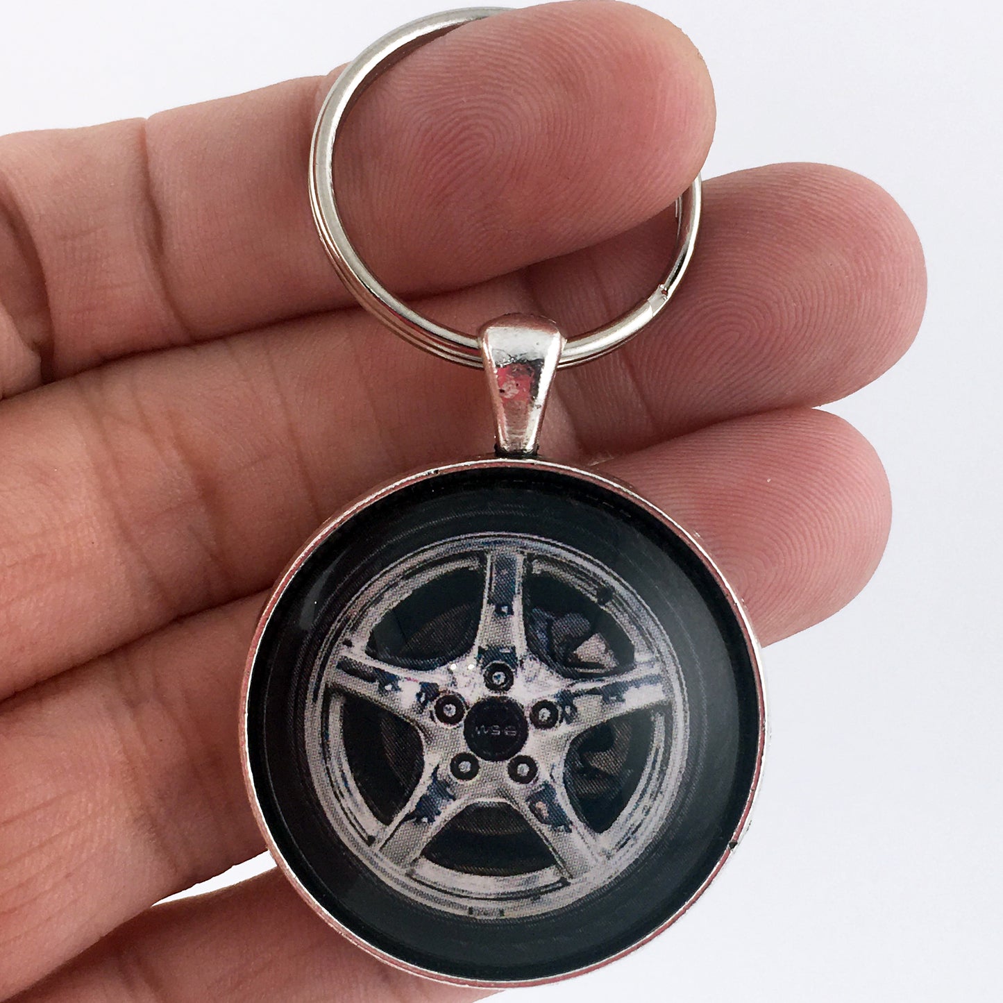 Vintage Firebird Silver WS6 Wheel 1.2" Diameter Keychain