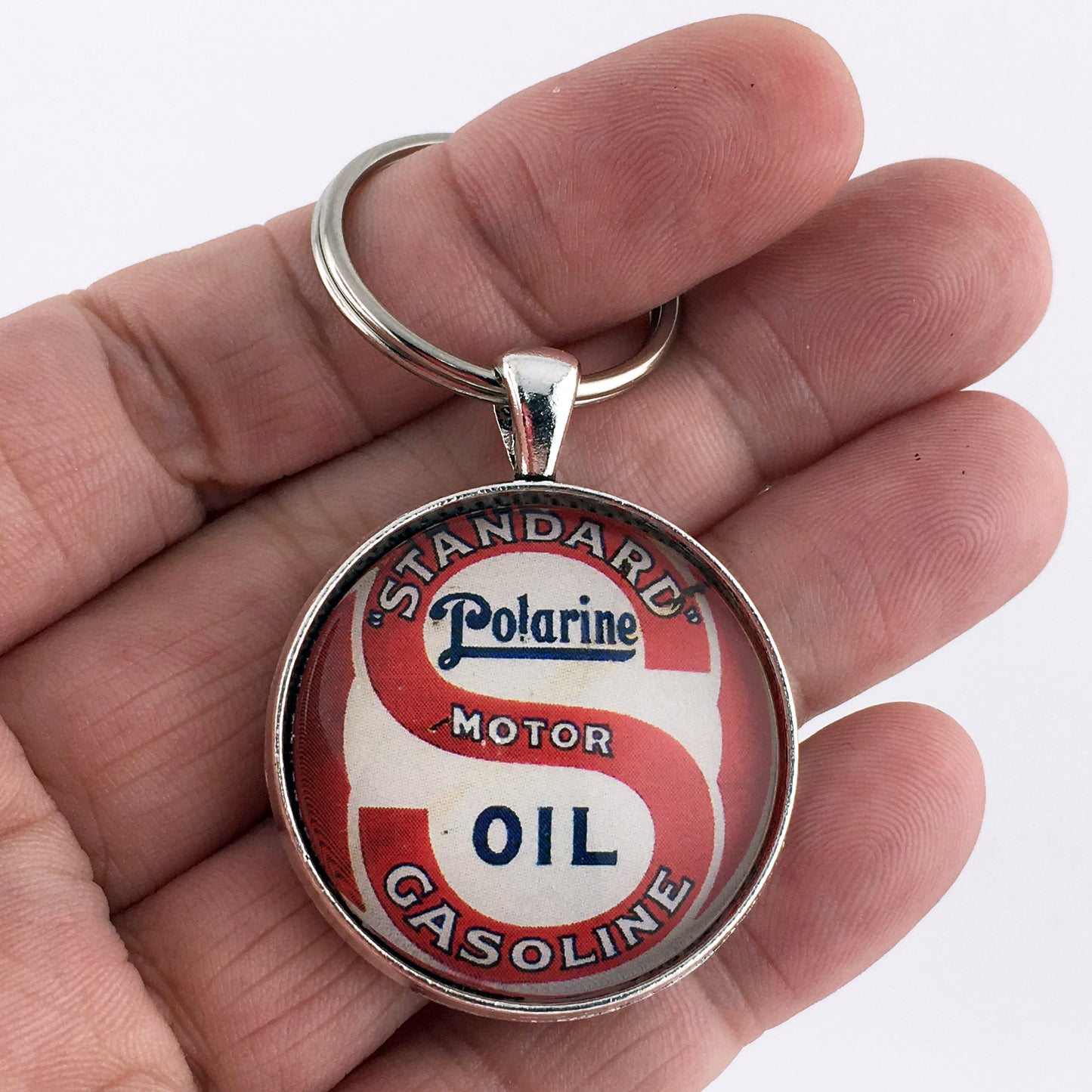 Vintage Standard Polarine Gas Station Sign 1.2" Keychain