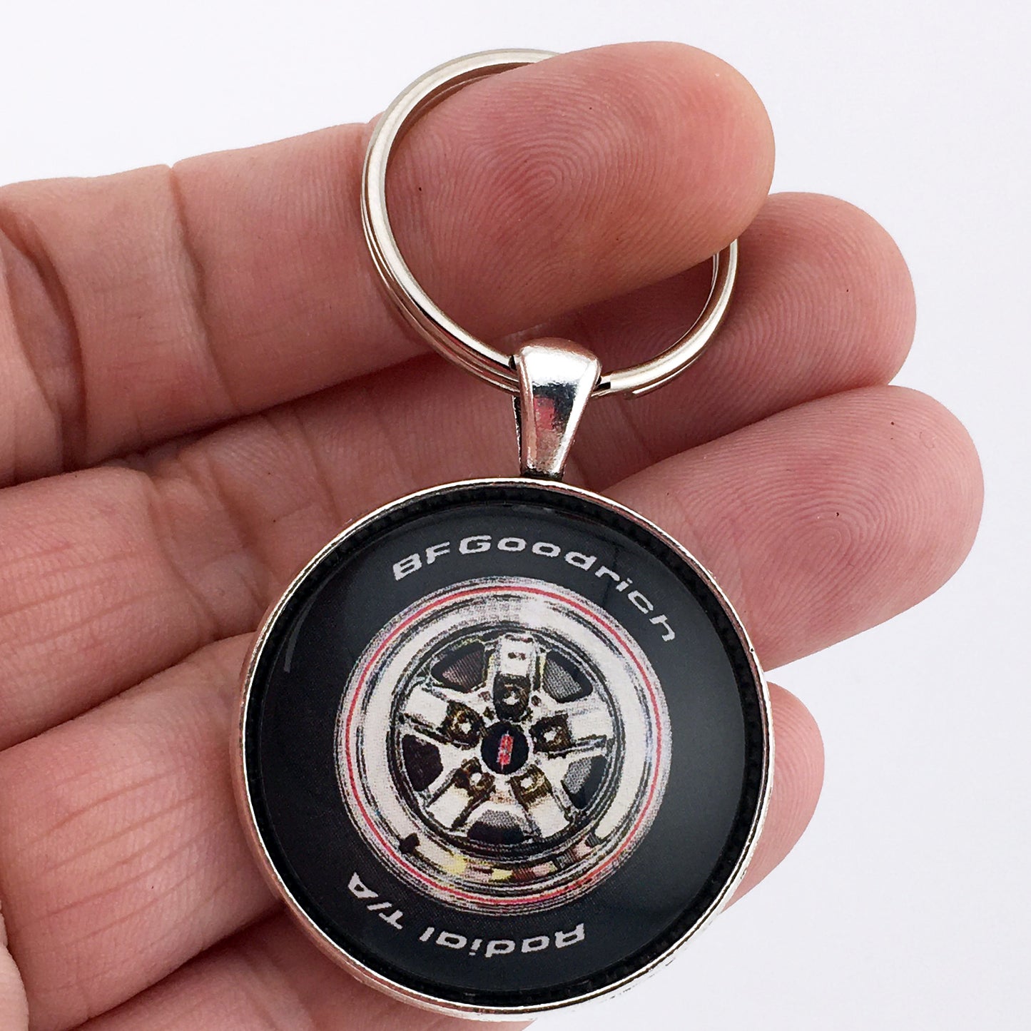 Vintage Oldsmobile Hurst Olds Cutlass Supreme Rallye Wheel Grey 1.2" Diameter Keychain