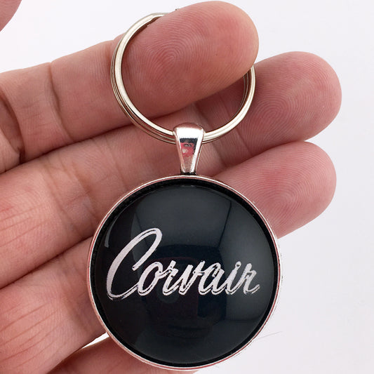 Vintage Chevrolet Corvair Chrome Emblem Badge Logo 1.2" Keychain