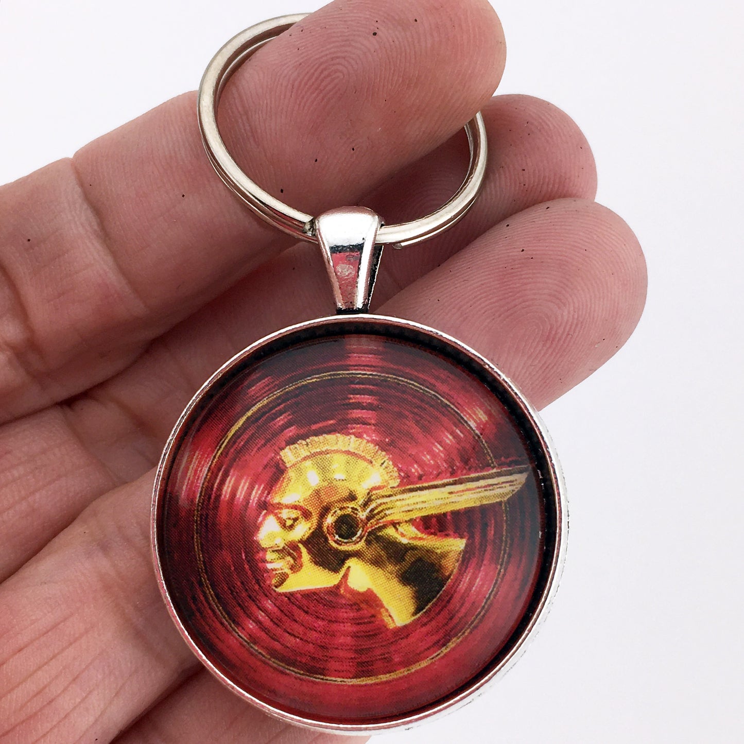 Vintage Pontiac Indian Gold and Red Emblem 1.2" Diameter Keychain