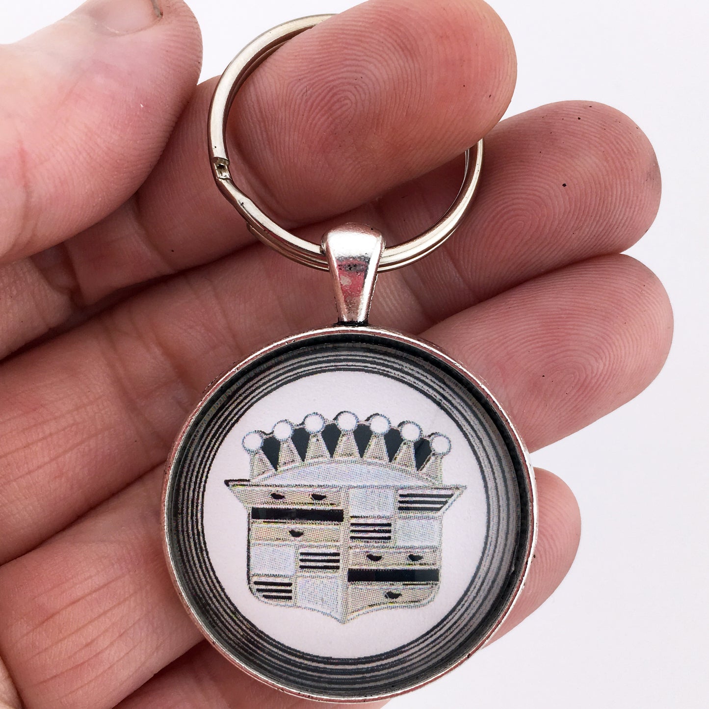 Vintage Cadillac Crown Wheel Cover 1.2" Keychain