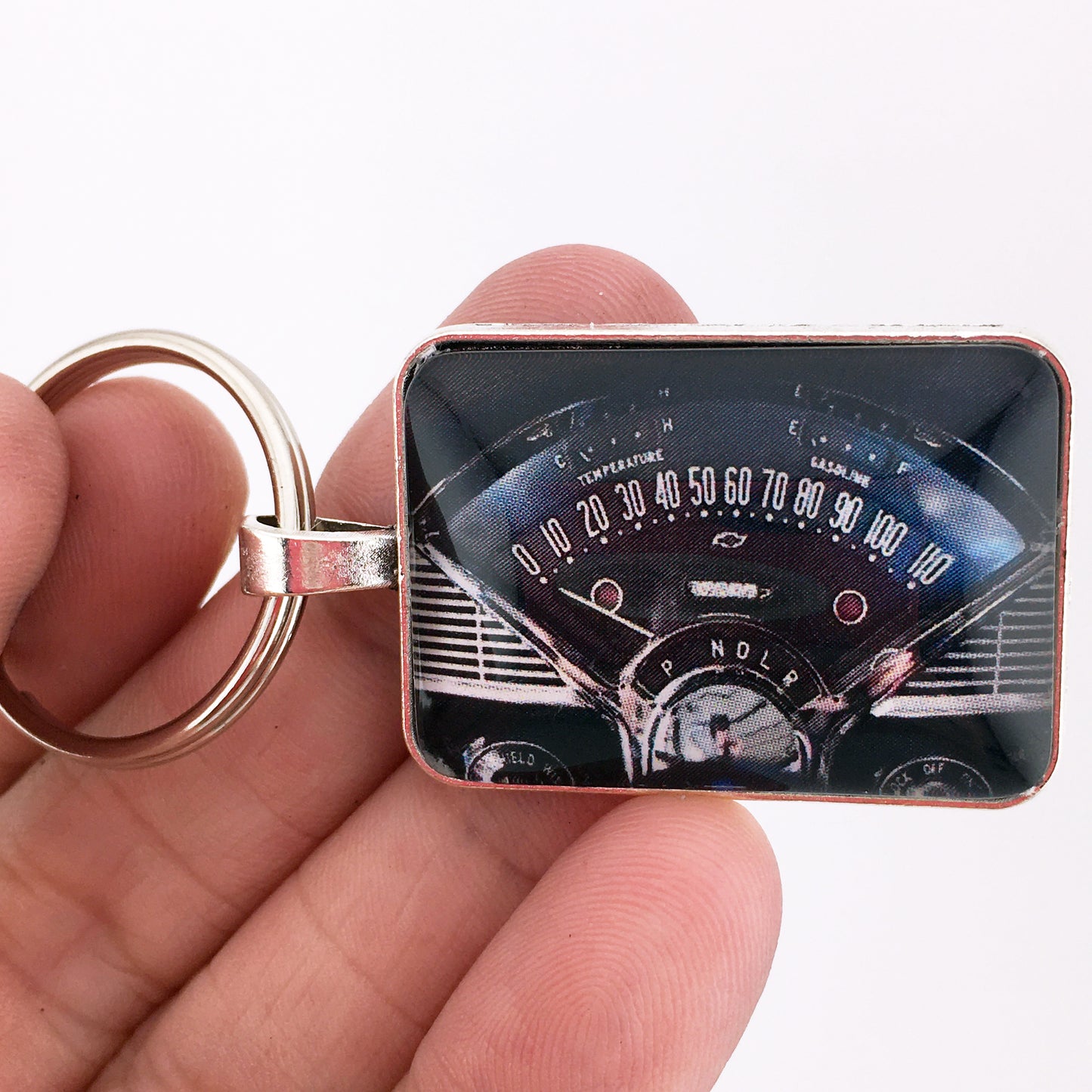 Vintage Chevrolet Bel Air 210 110 MPH Speedometer 1" x 1.25" Keychain