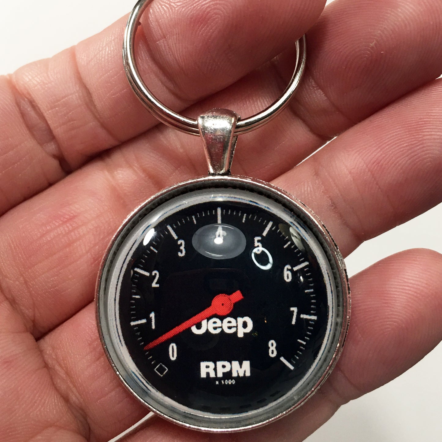 Vintage Jeep 8,000 RPM Tachometer Gauge 1.2" Keychain