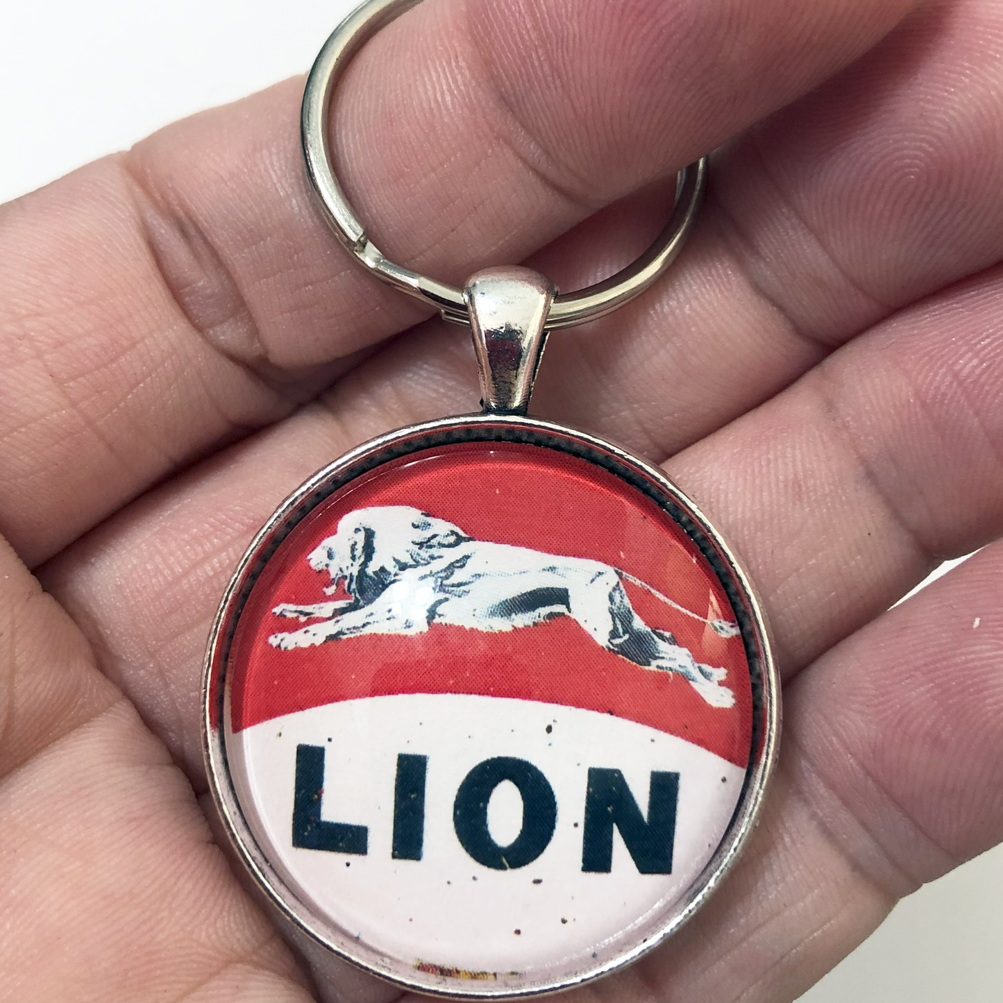 Vintage Lion Gasoline Sign 1.2" Keychain